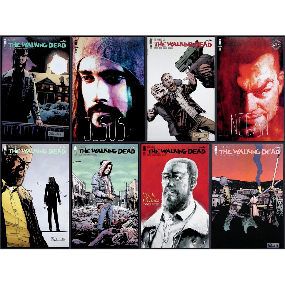 Walking Dead 8X Comic Lot #185A/B 186A/B 187 190 192A/C Death Rick Grimes Image
